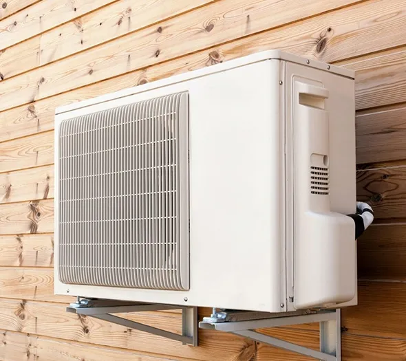 HVAC system installed on the wall, providing efficient home heating and cooling.